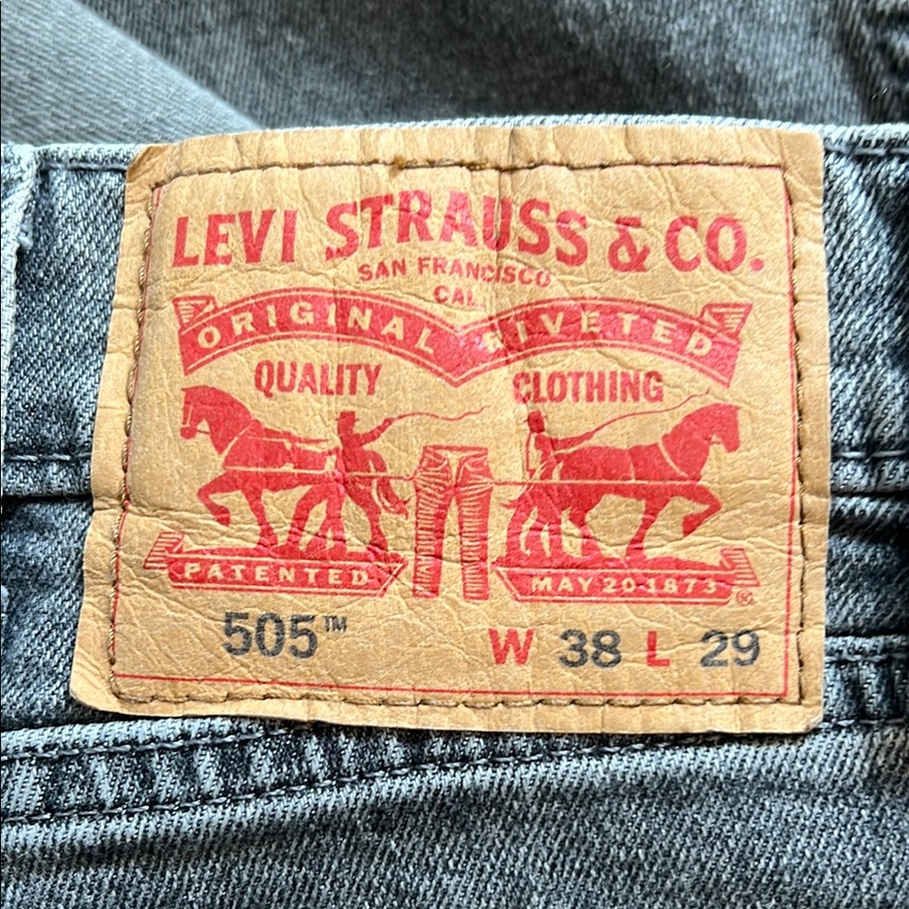 Levi's 505 Gray Mens 38 x 29 Denim Stretch Jeans - Picture 6 of 14